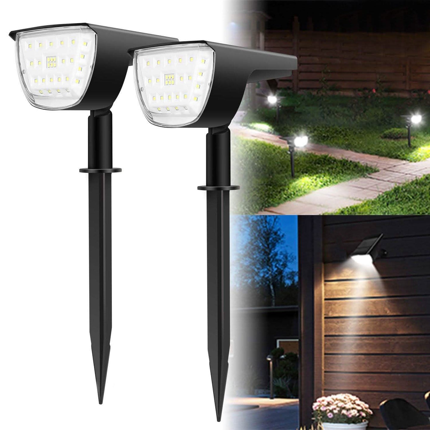 2er-Pack: Solarek 32 LEDs Solar-Gartenstrahler