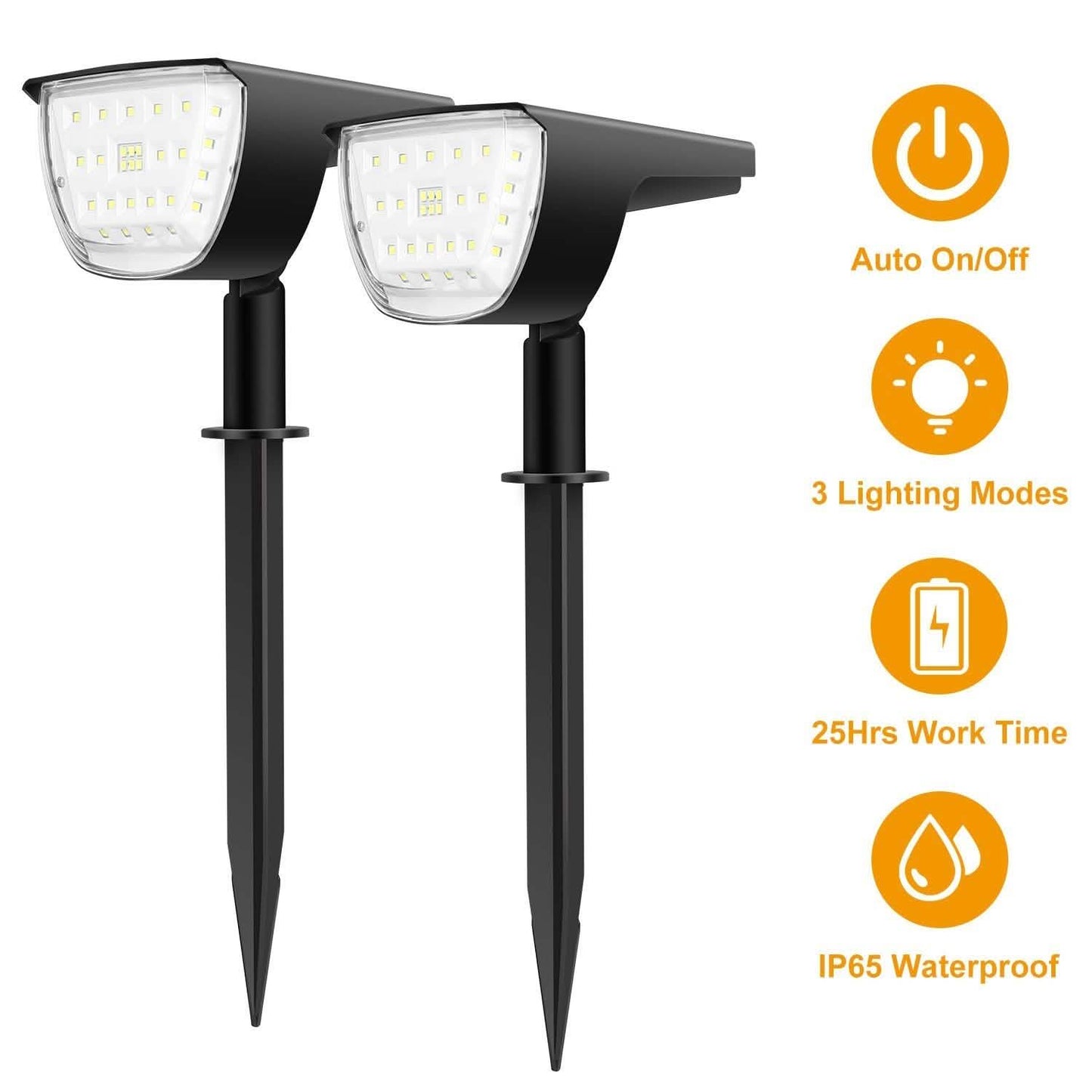 2er-Pack: Solarek 32 LEDs Solar-Gartenstrahler