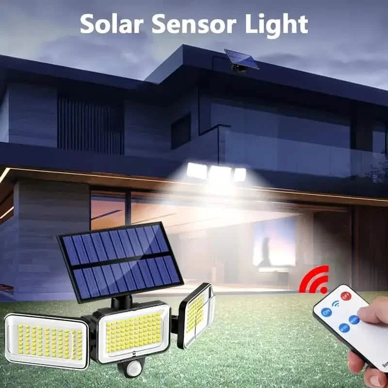 2er-Pack: Geteilte Solar-Wandleuchte für den Außenbereich mit Bewegungsmelder, 3 Köpfe
