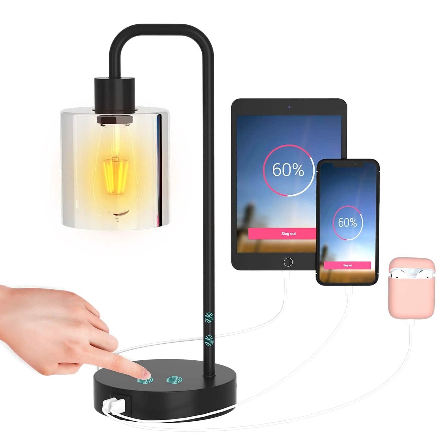 2er-Pack: Tischleuchte mit Touch-Steuerung