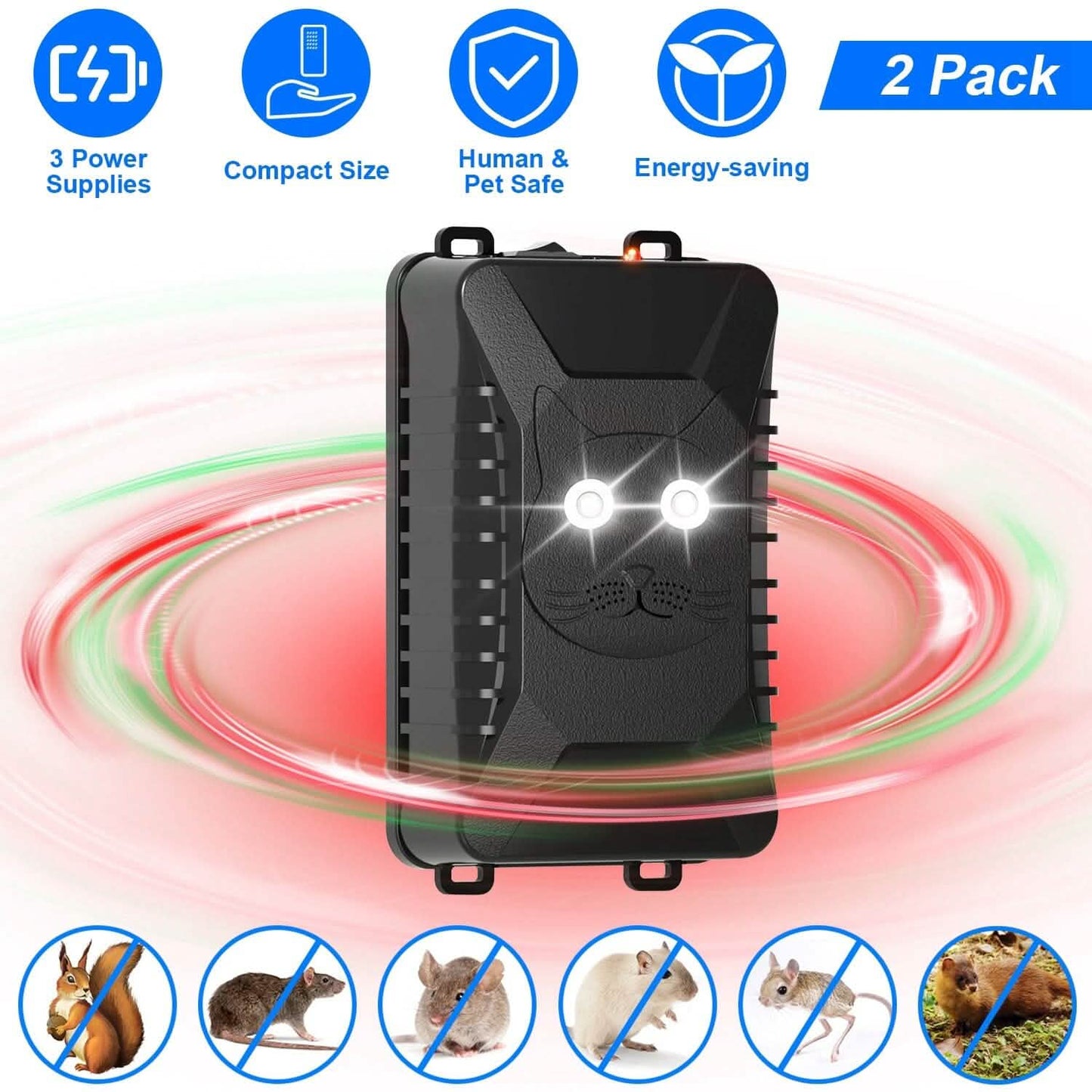 2er-Pack: Ultraschallabwehr für den Motorraum mit 3 Stromversorgungen