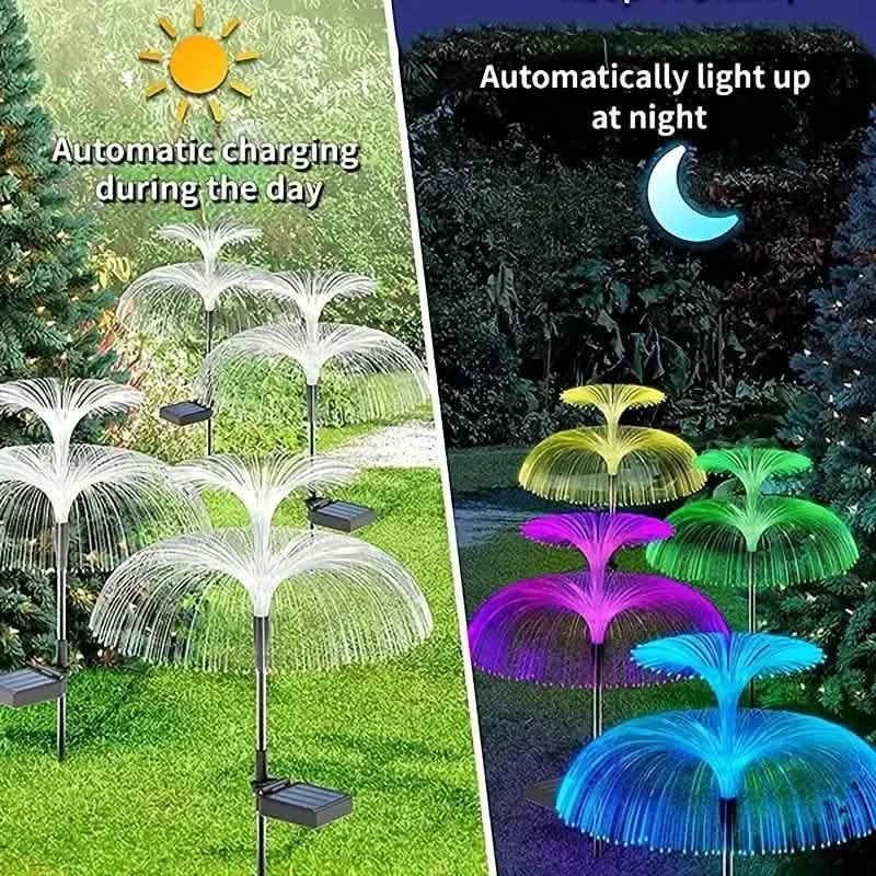 2er-Pack: Wasserdichte Solar-Quallen-Lichtwellenleiterlampe