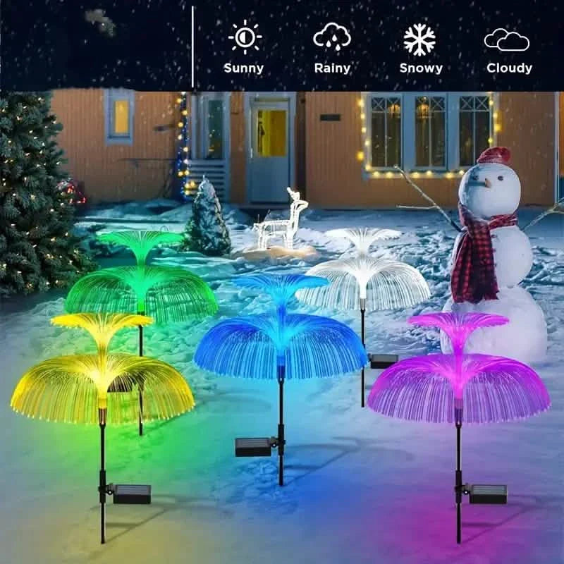 2er-Pack: Wasserdichte Solar-Quallen-Lichtwellenleiterlampe