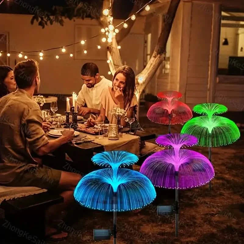 2er-Pack: Wasserdichte Solar-Quallen-Lichtwellenleiterlampe