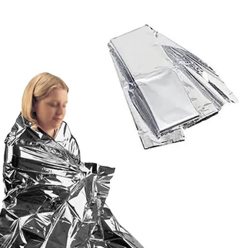 2er-Pack: Winddichte Aluminiumfolien-Rettungsdecke für Camping-Erste-Hilfe-Decke