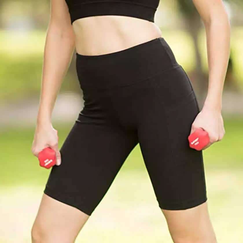 2er-Pack: Damen High Waist Workout Yoga Kompressions-Radlerhosen mit Seitentasche
