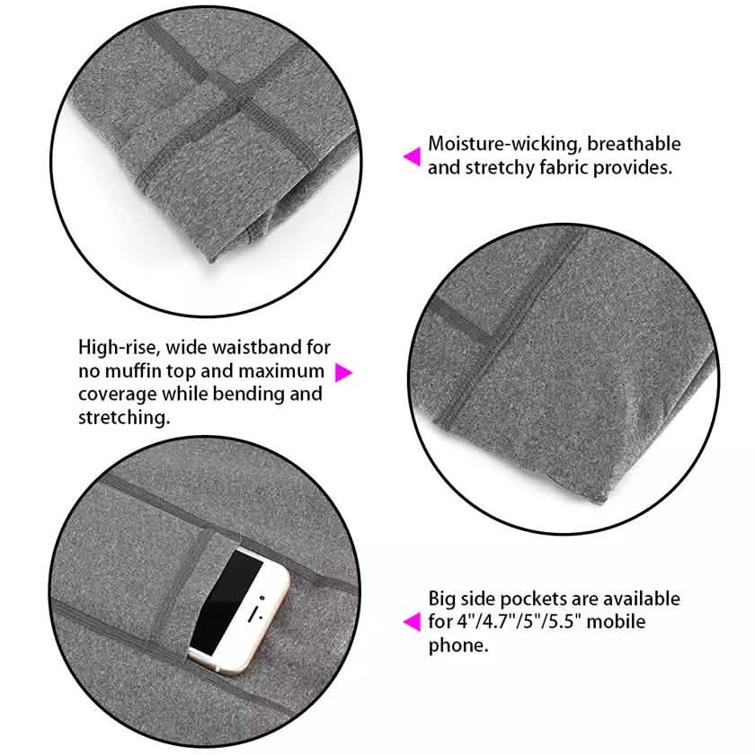 2er-Pack: Damen High Waist Workout Yoga Kompressions-Radlerhosen mit Seitentasche