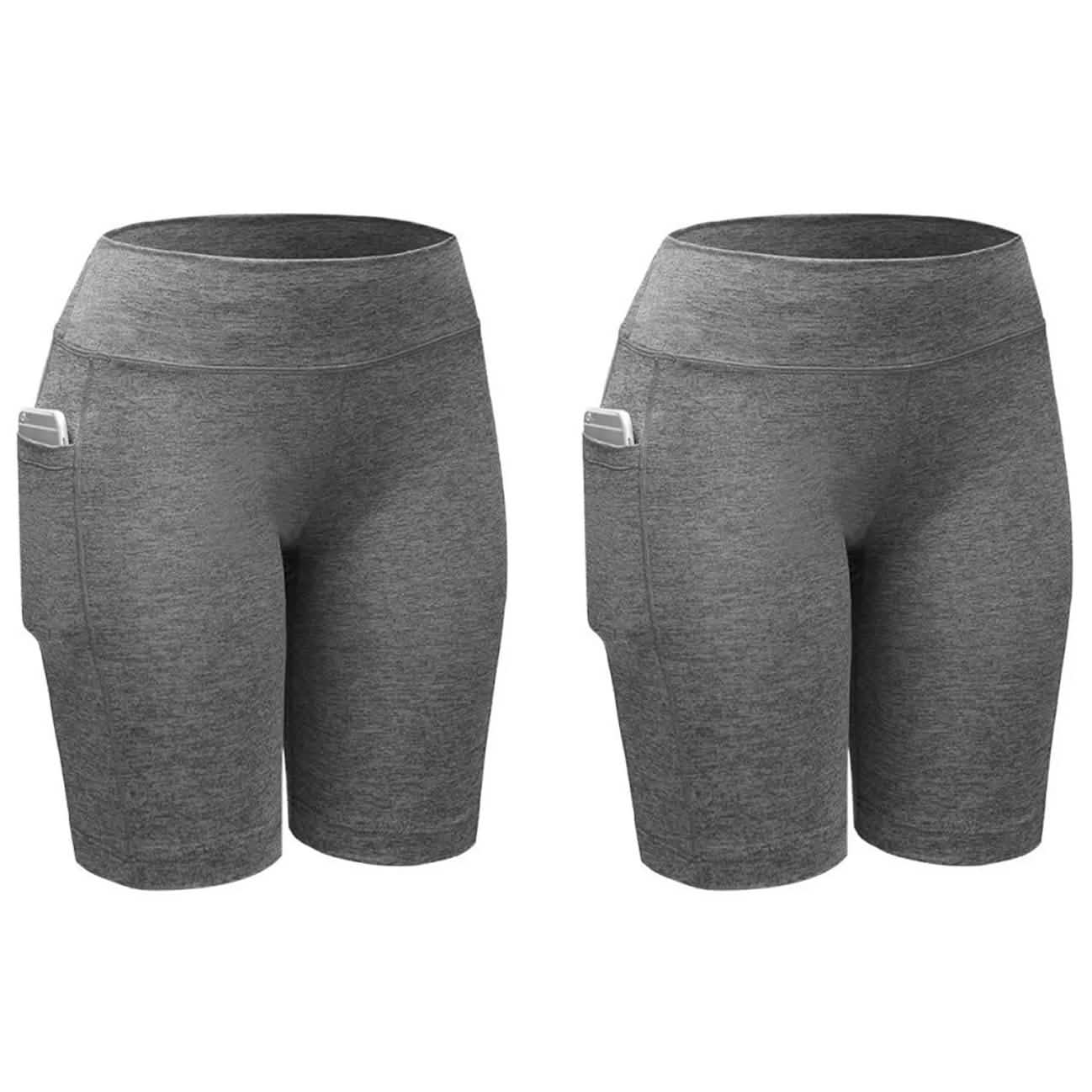2er-Pack: Damen High Waist Workout Yoga Kompressions-Radlerhosen mit Seitentasche