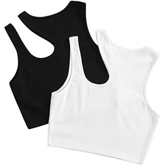 2er-Pack: Damen Cropped Stricktanktop