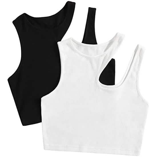 2er-Pack: Damen Cropped Stricktanktop