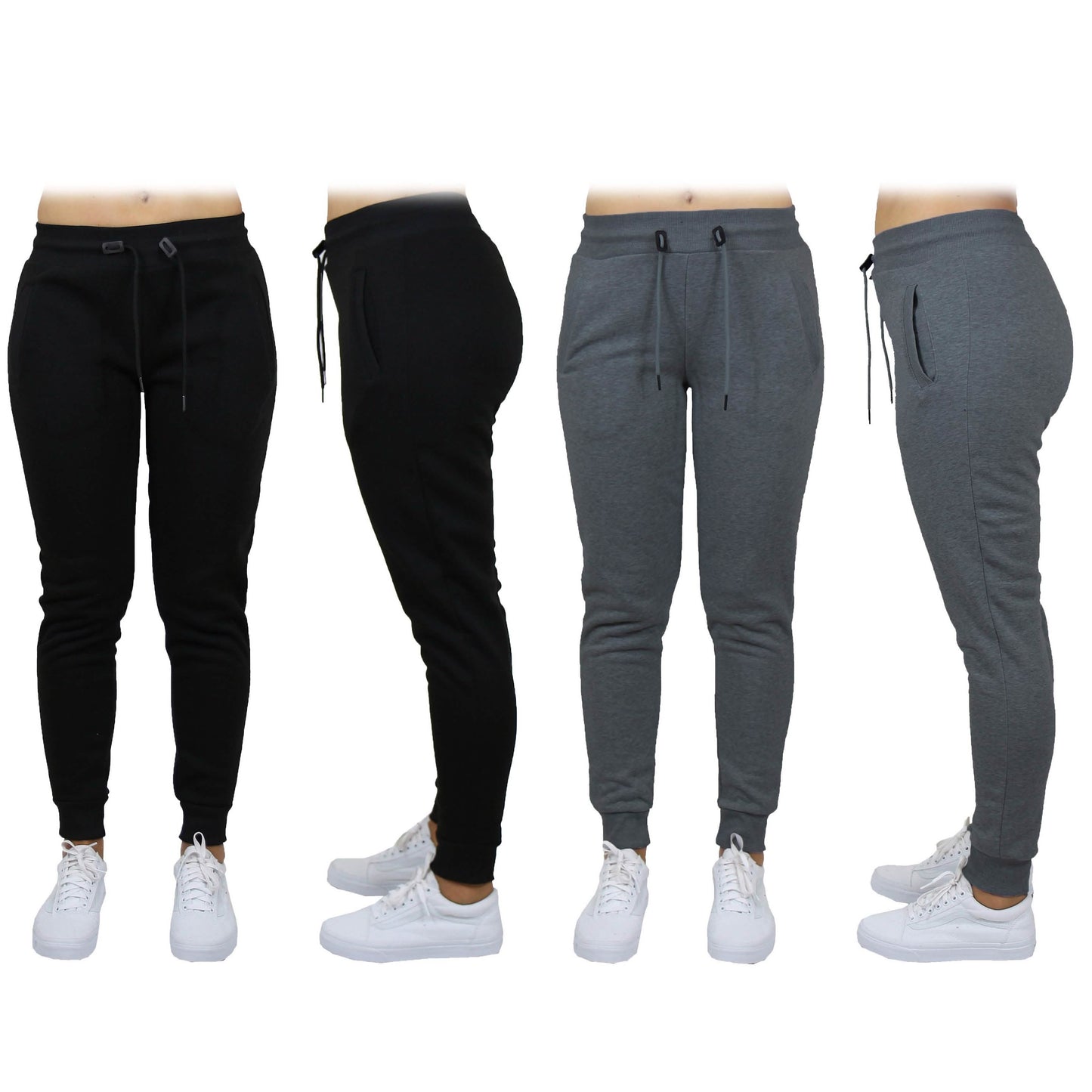 Doppelpack: Damen French Terry Fashion Jogger Freizeithose