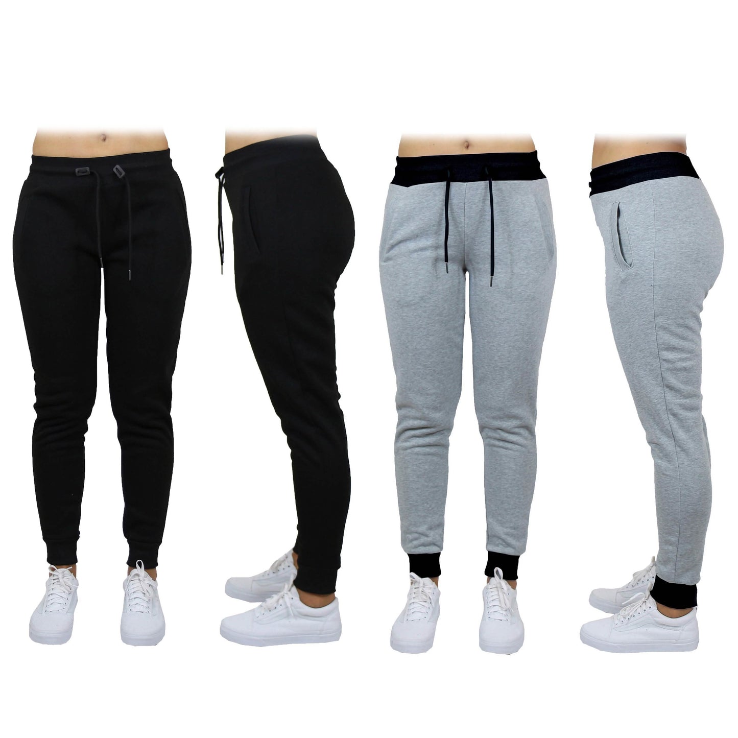 Doppelpack: Damen French Terry Fashion Jogger Freizeithose