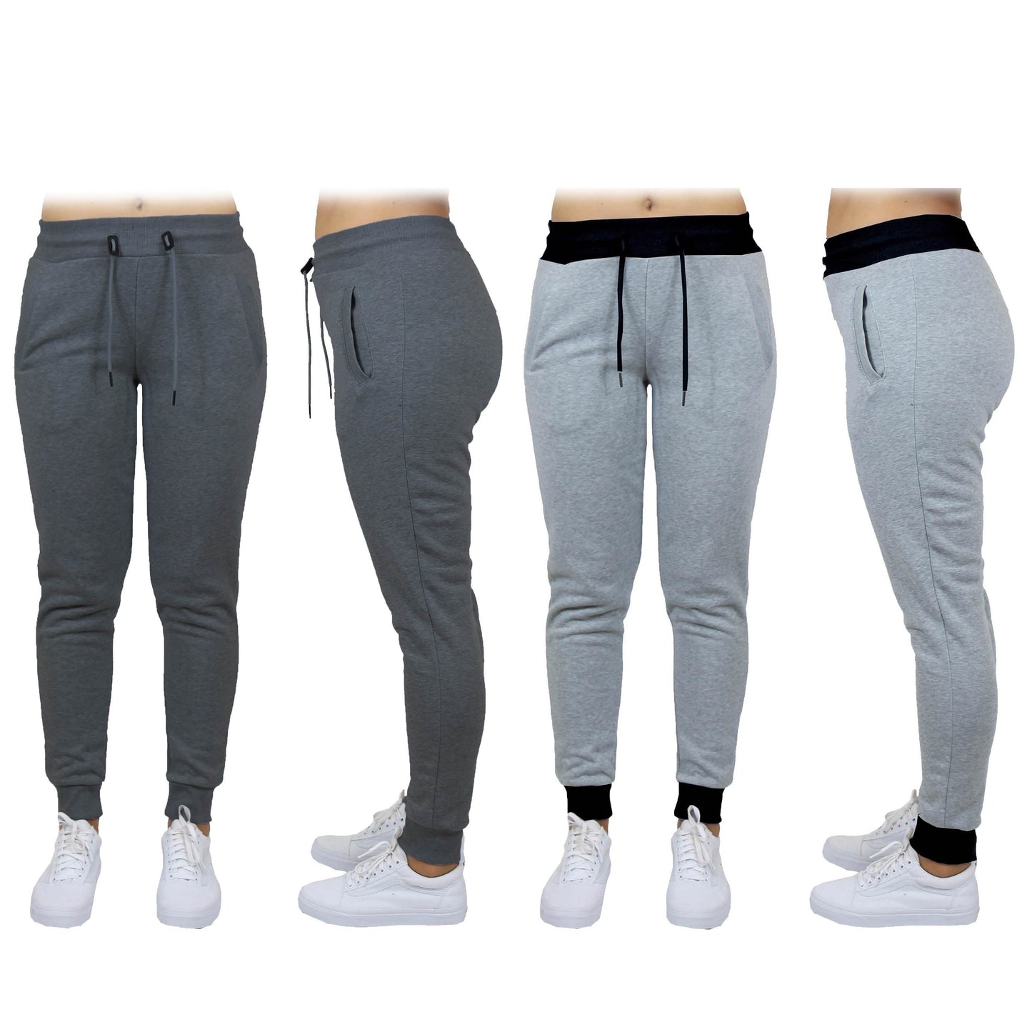 Doppelpack: Damen French Terry Fashion Jogger Freizeithose