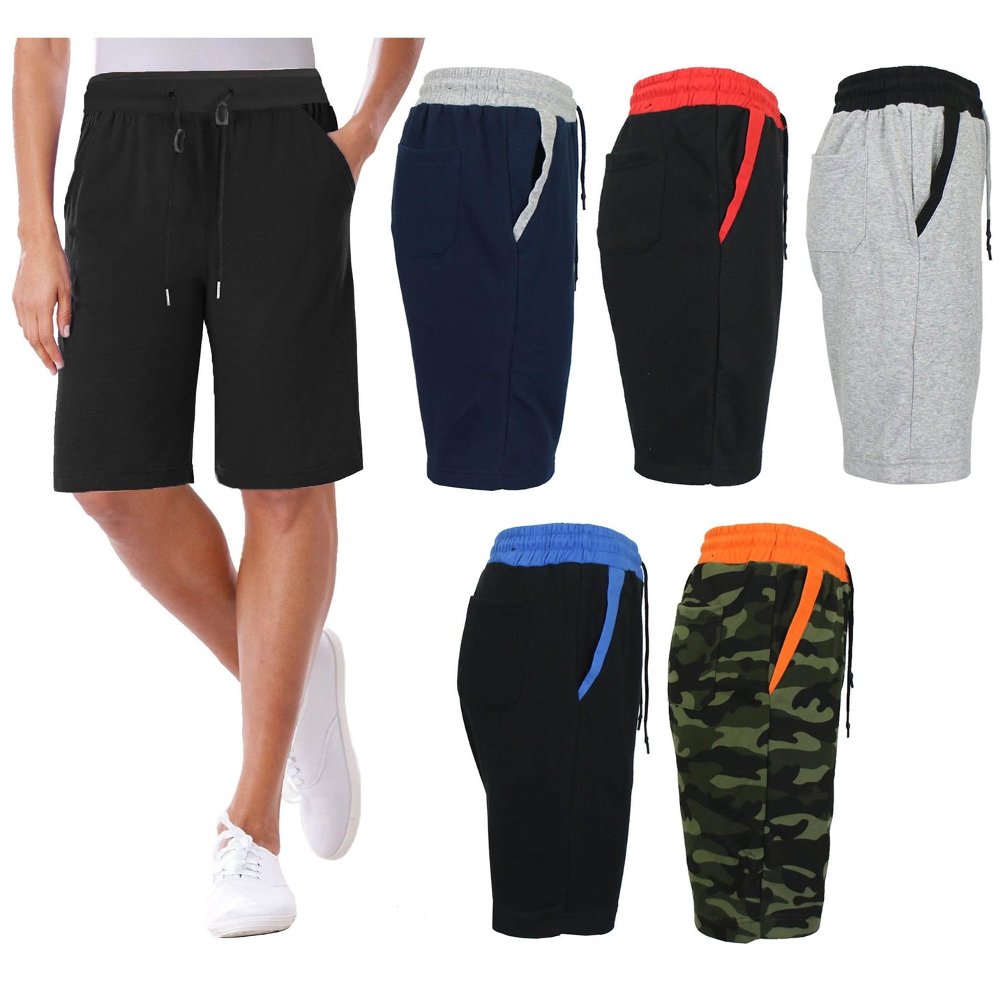 2er-Pack: Damen French Terry Jogger Sweat Shorts (Freizeit)