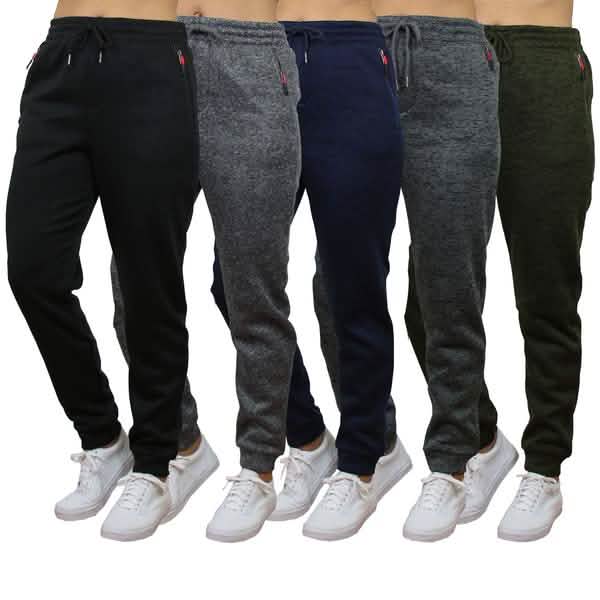 2er-Pack Damen-Jogginghose aus meliertem Fleece, locker geschnitten, mit Reißverschlusstaschen
