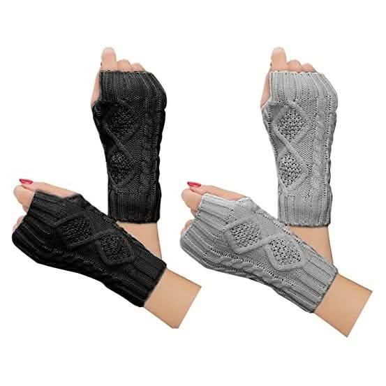 2er-Pack: Damen Winter Warme Strick-Armstulpen