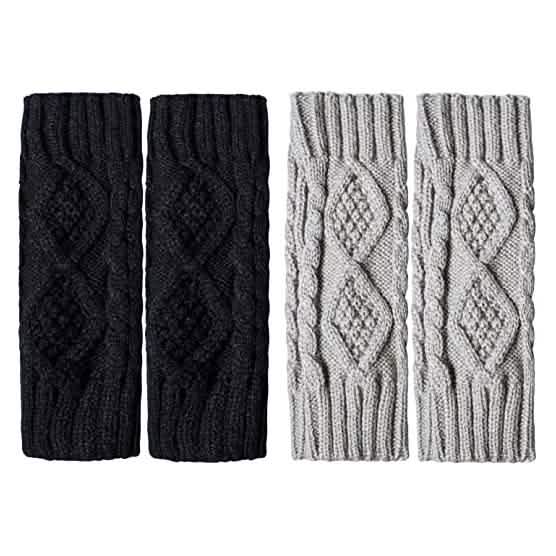 2er-Pack: Damen Winter Warme Strick-Armstulpen