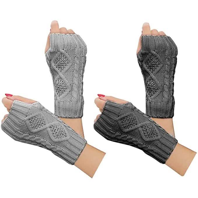 2er-Pack: Damen Winter Warme Strick-Armstulpen