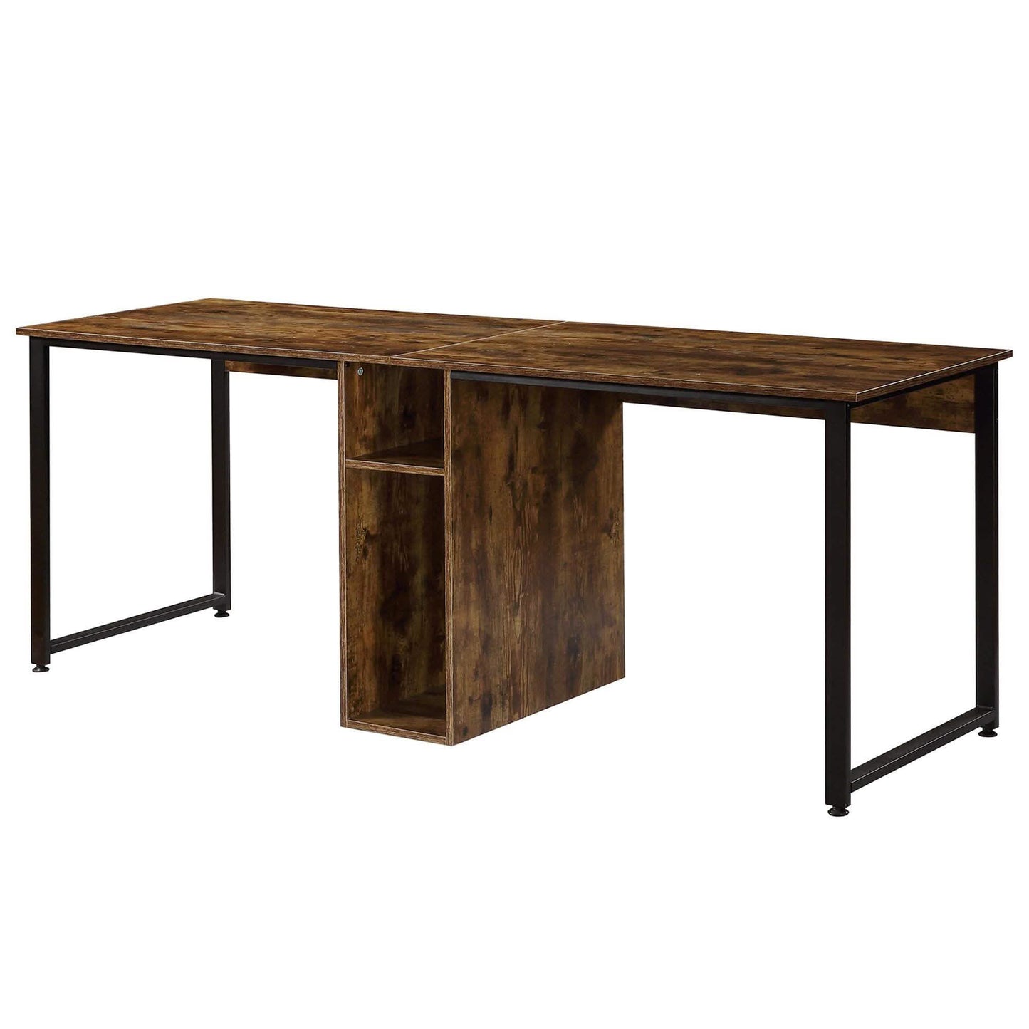 2-Personen-Metallschreibtisch mit offenen Regalen