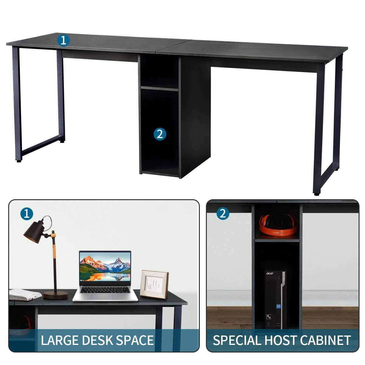 2-Personen-Metallschreibtisch mit offenen Regalen