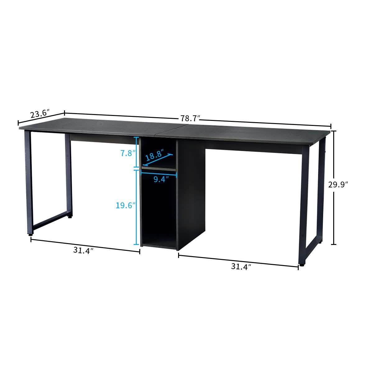 2-Personen-Metallschreibtisch mit offenen Regalen