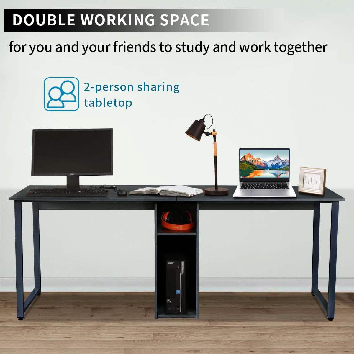 2-Personen-Metallschreibtisch mit offenen Regalen