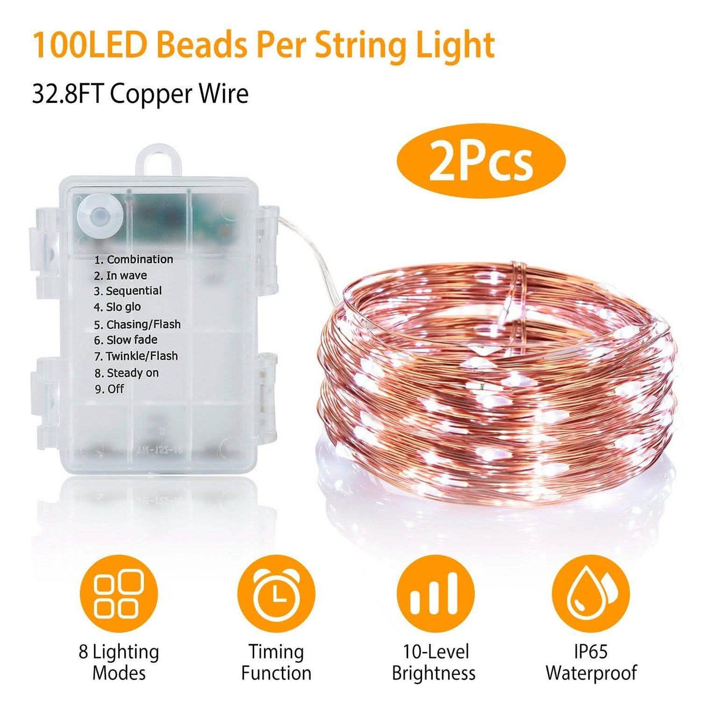 2er-Pack: 100-LED-Lichterkette