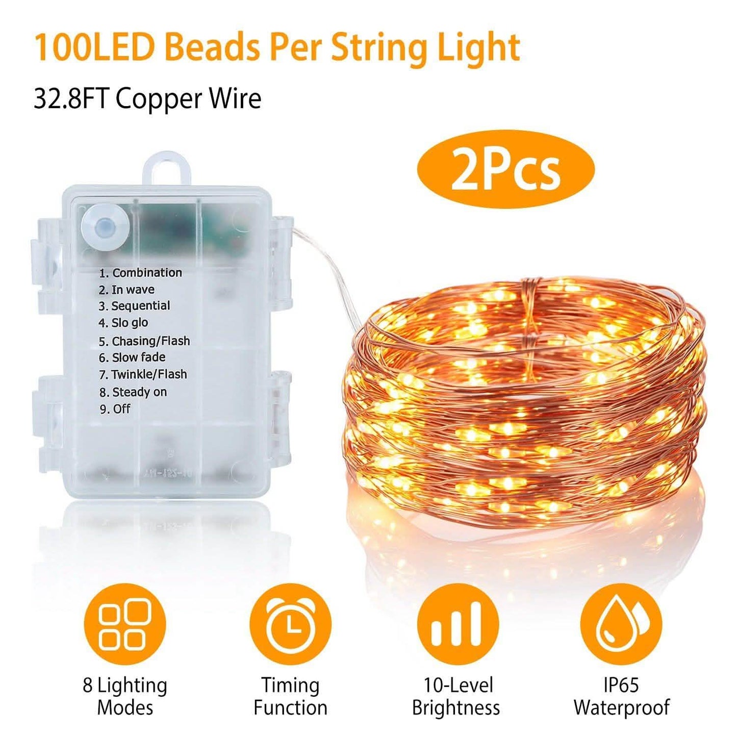 2er-Pack: 100-LED-Lichterkette