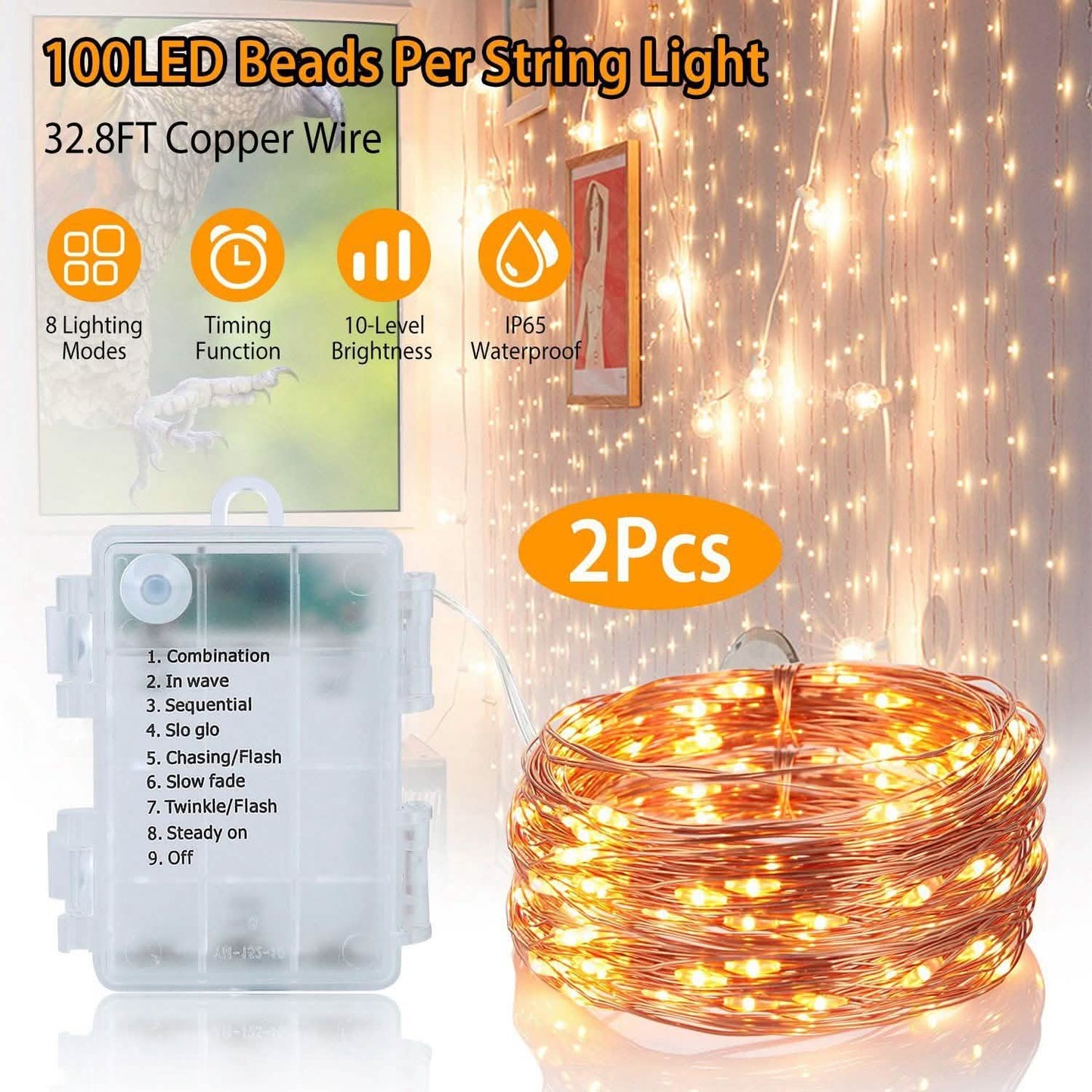2er-Pack: 100-LED-Lichterkette