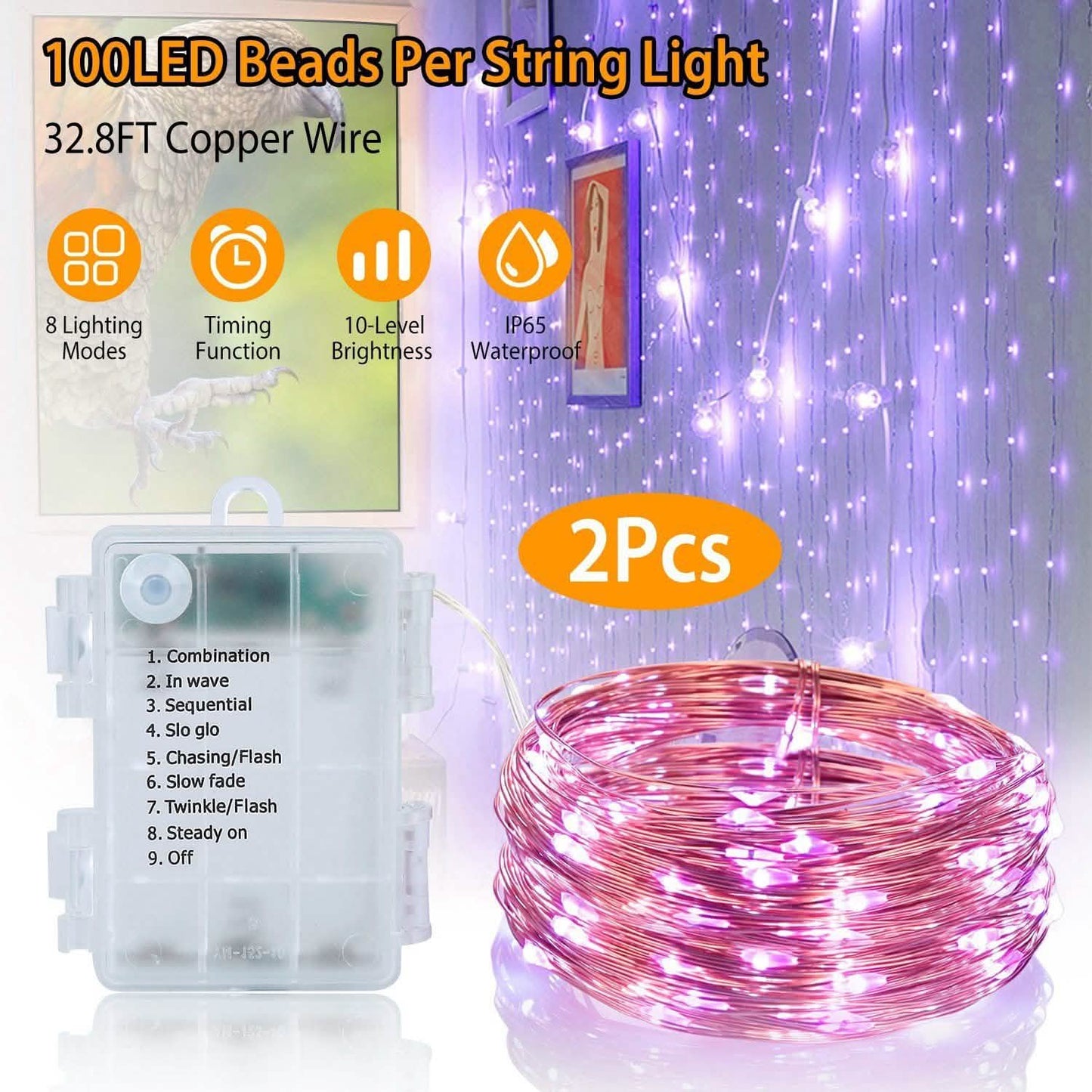 2er-Pack: 100-LED-Lichterkette