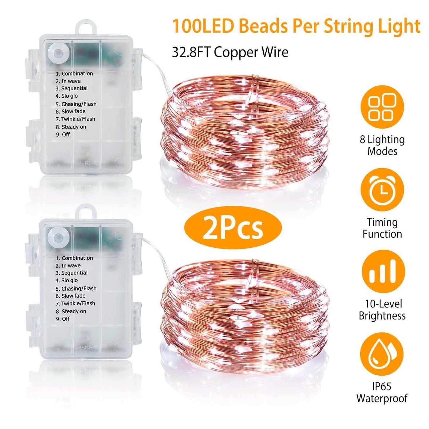 2er-Pack: 100-LED-Lichterkette