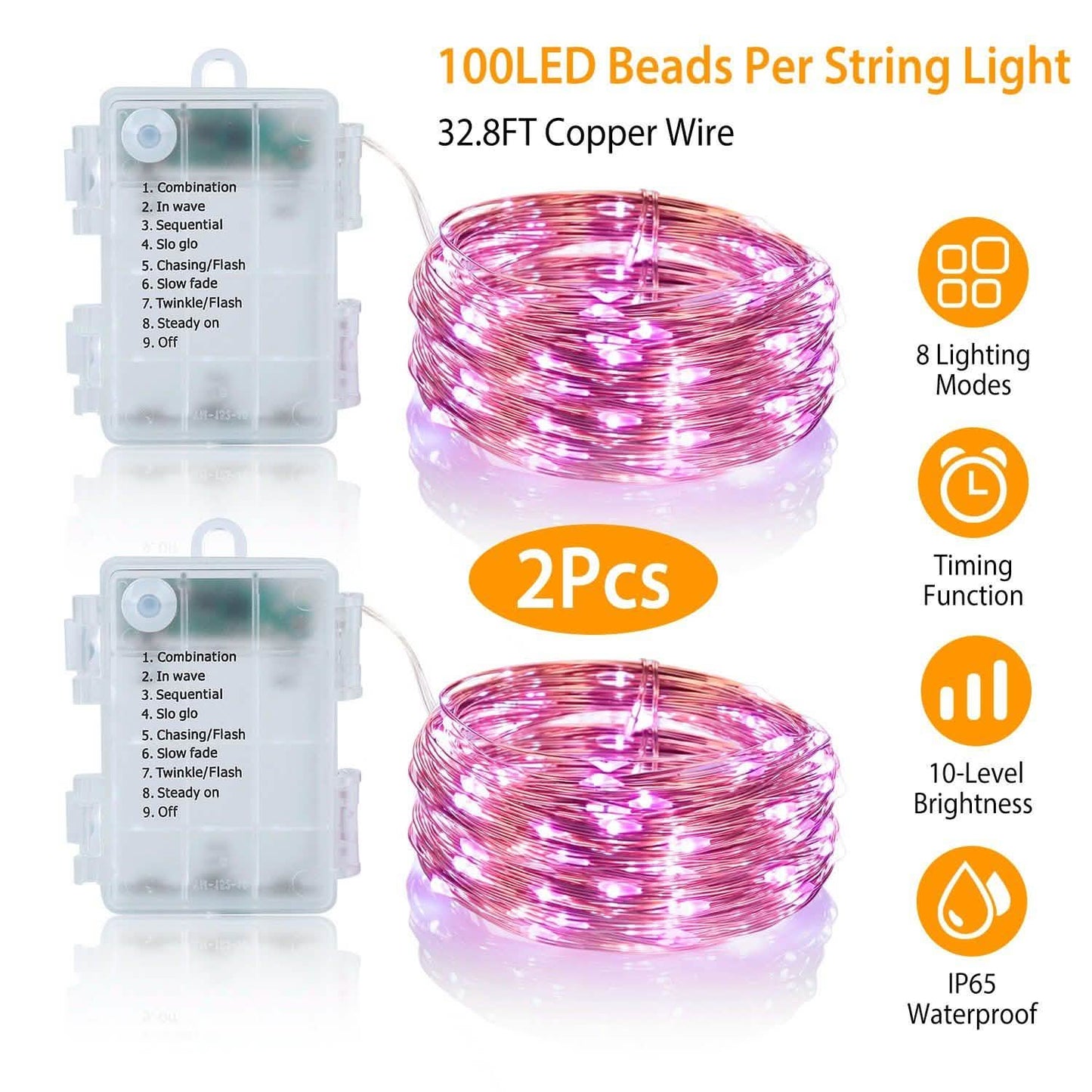 2er-Pack: 100-LED-Lichterkette