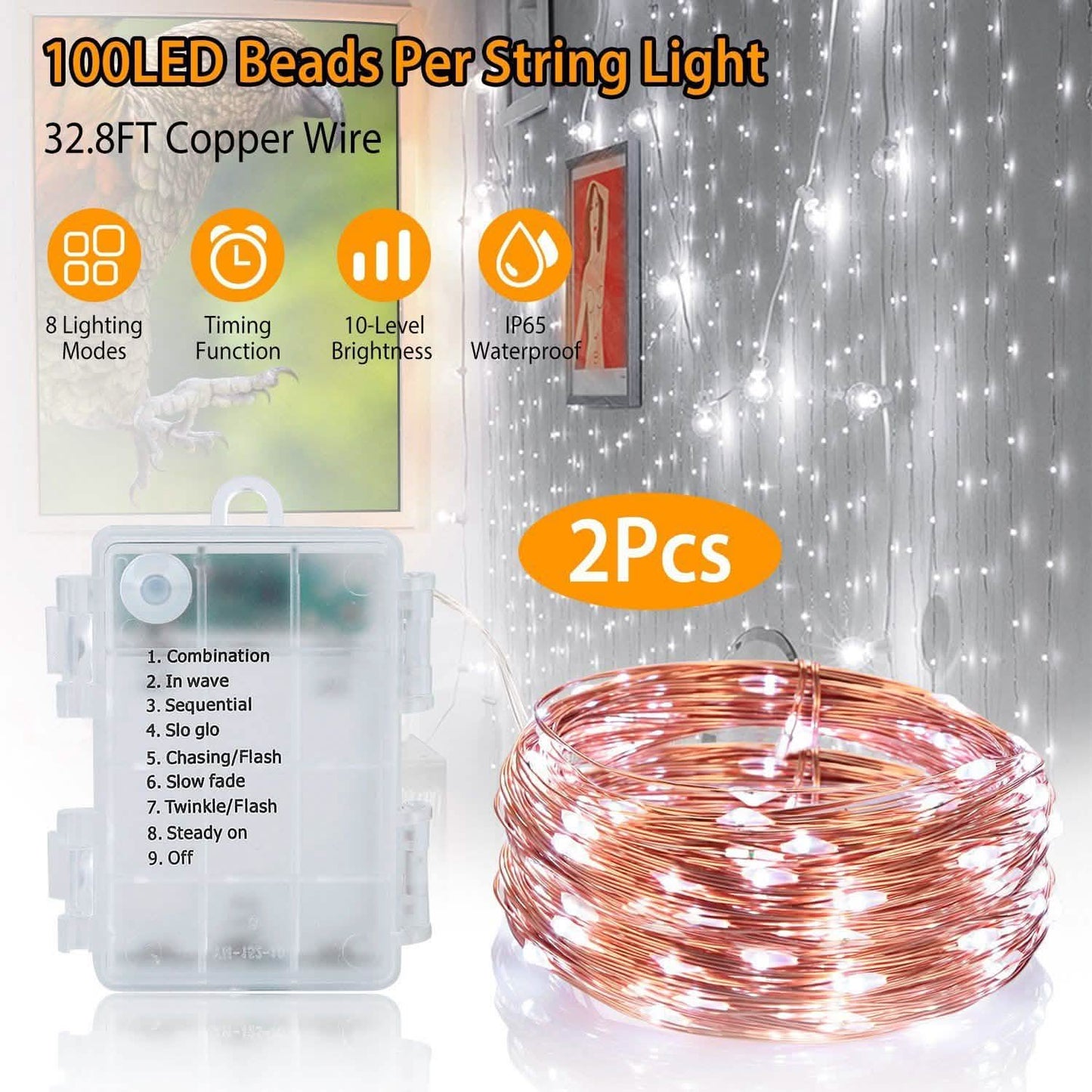 2er-Pack: 100-LED-Lichterkette
