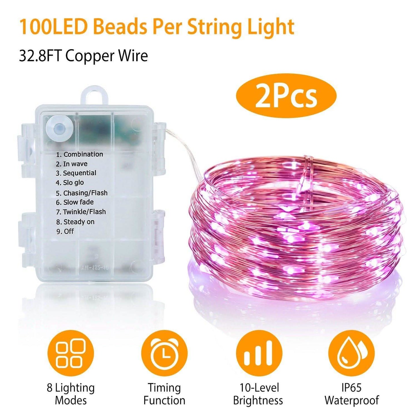 2er-Pack: 100-LED-Lichterkette