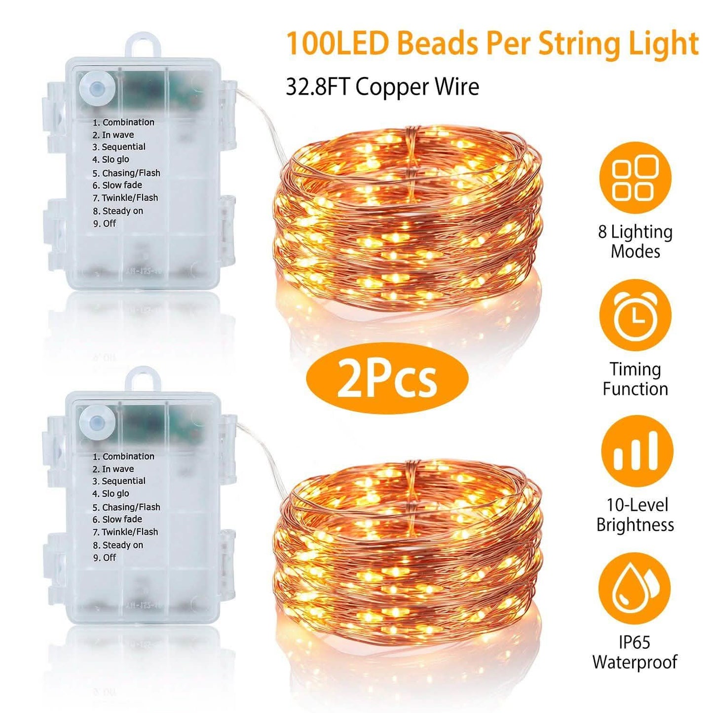 2er-Pack: 100-LED-Lichterkette