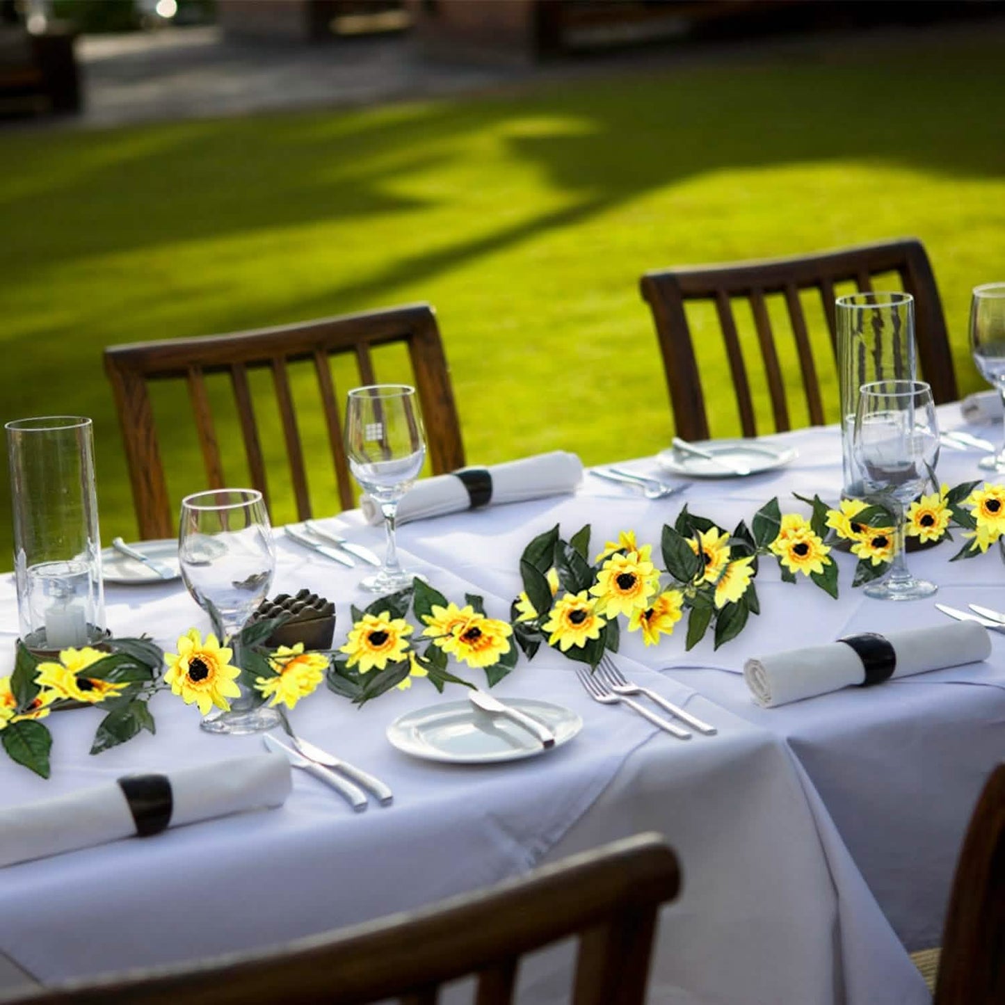 2-teilig: 2,2m künstliche Sonnenblumenranken aus Seide
