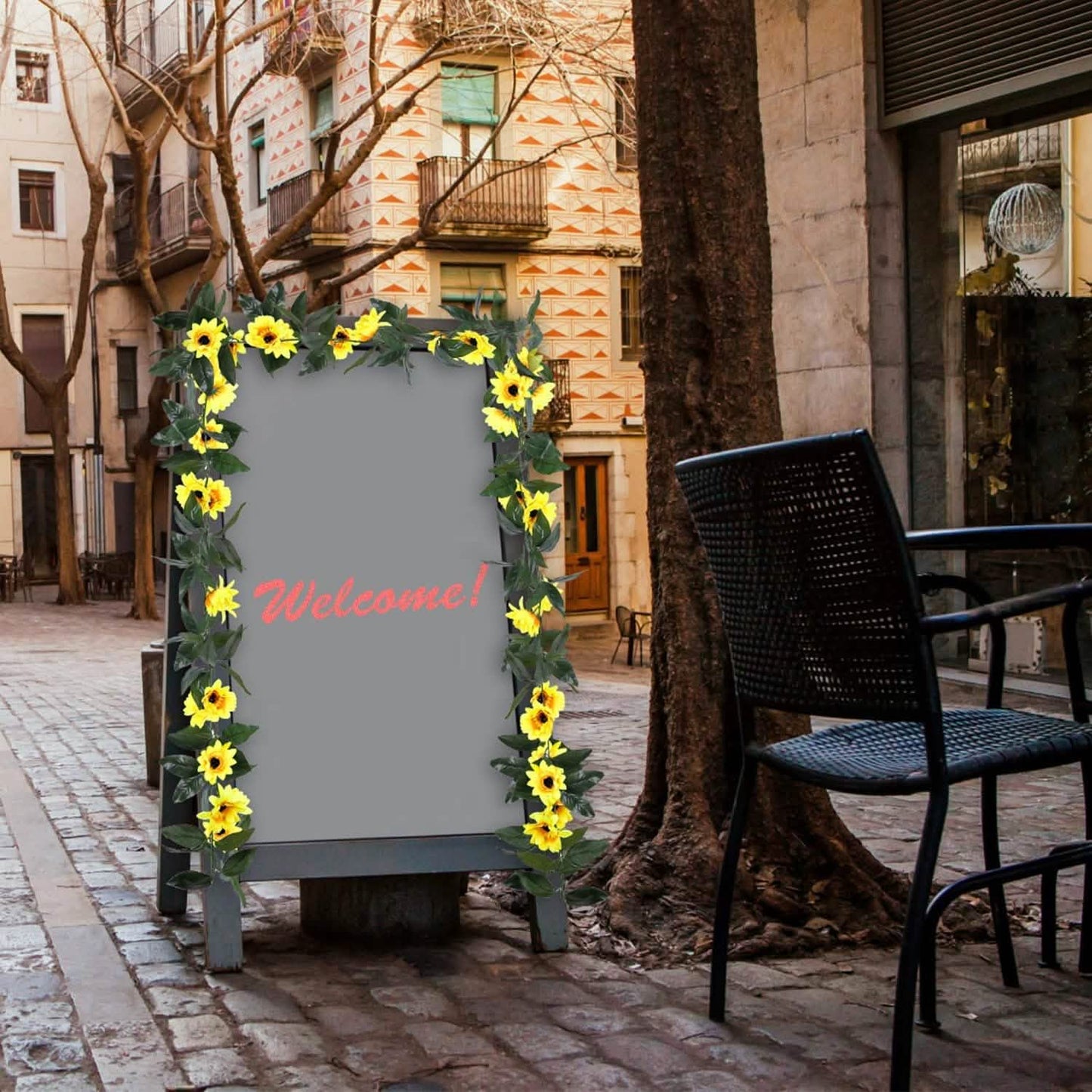 2-teilig: 2,2m künstliche Sonnenblumenranken aus Seide