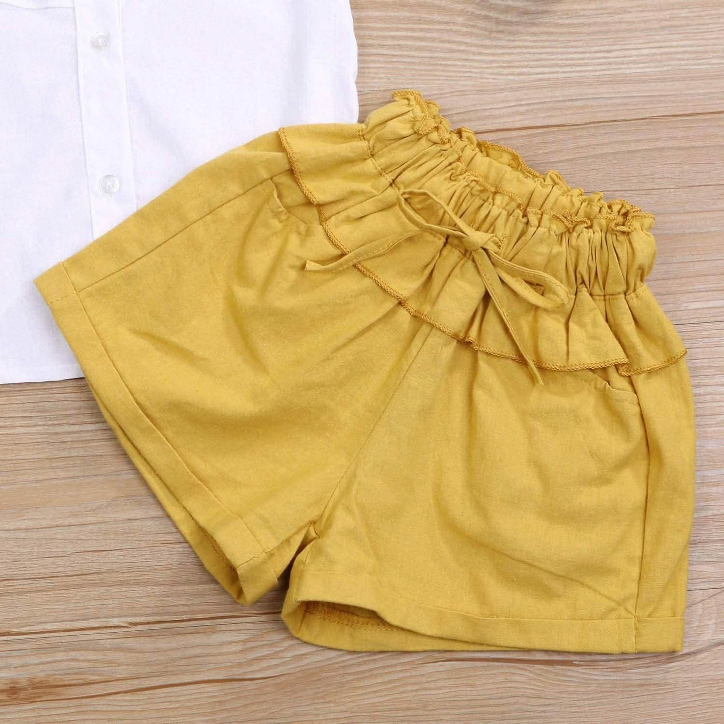 2-teilig: Baby-Mädchen-Outfits Kleidung T-Shirt Weste Tops + Shorts Hosen