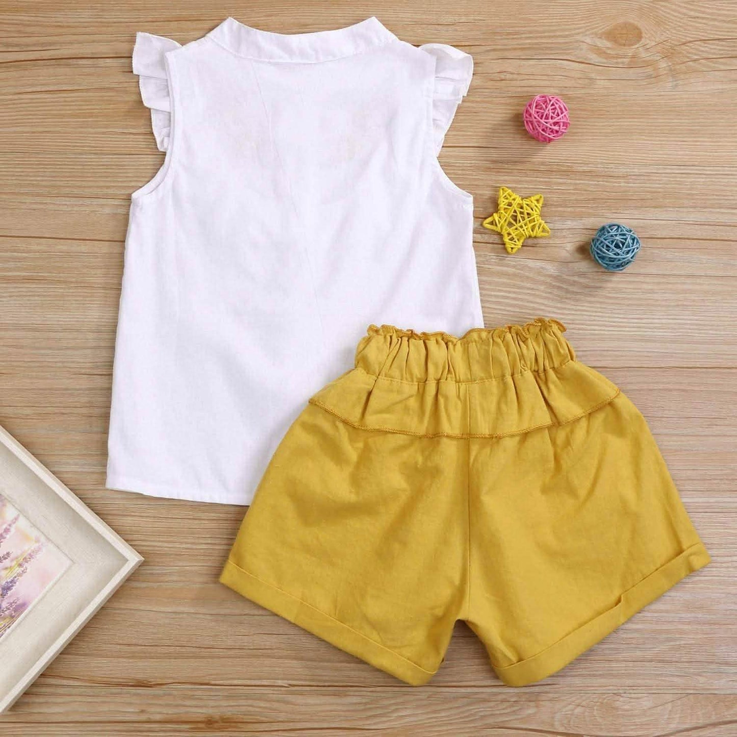 2-teilig: Baby-Mädchen-Outfits Kleidung T-Shirt Weste Tops + Shorts Hosen