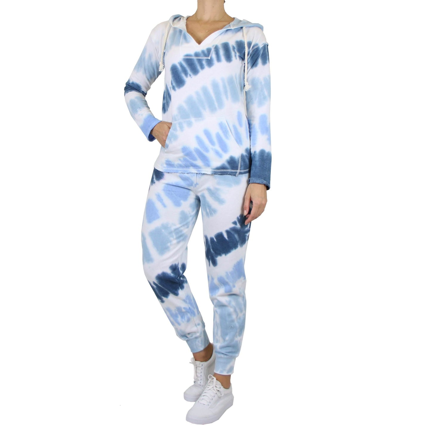 2-teiliges Hoodie- und Jogger-Set aus Burnout-Fleece mit Batikmuster