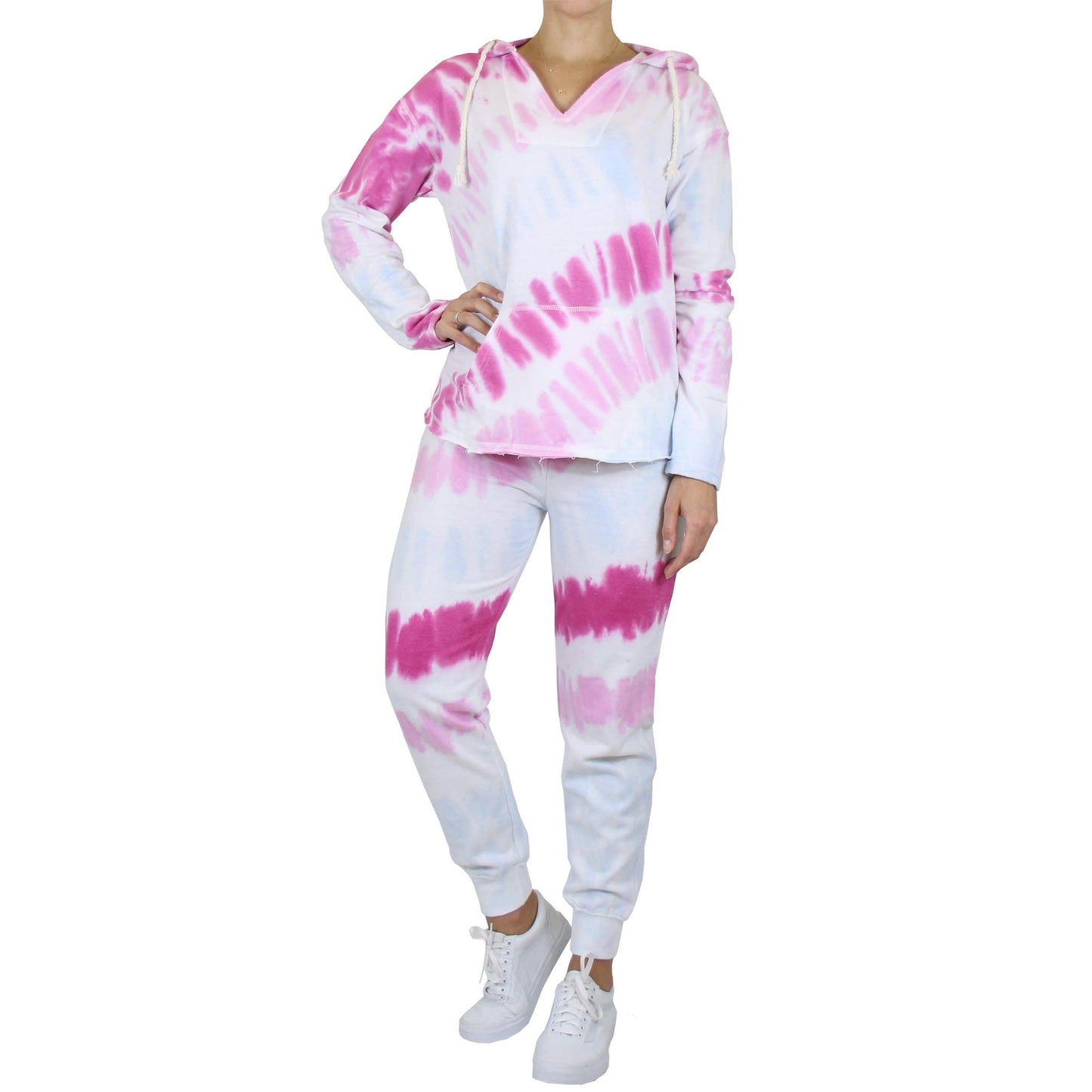 2-teiliges Hoodie- und Jogger-Set aus Burnout-Fleece mit Batikmuster