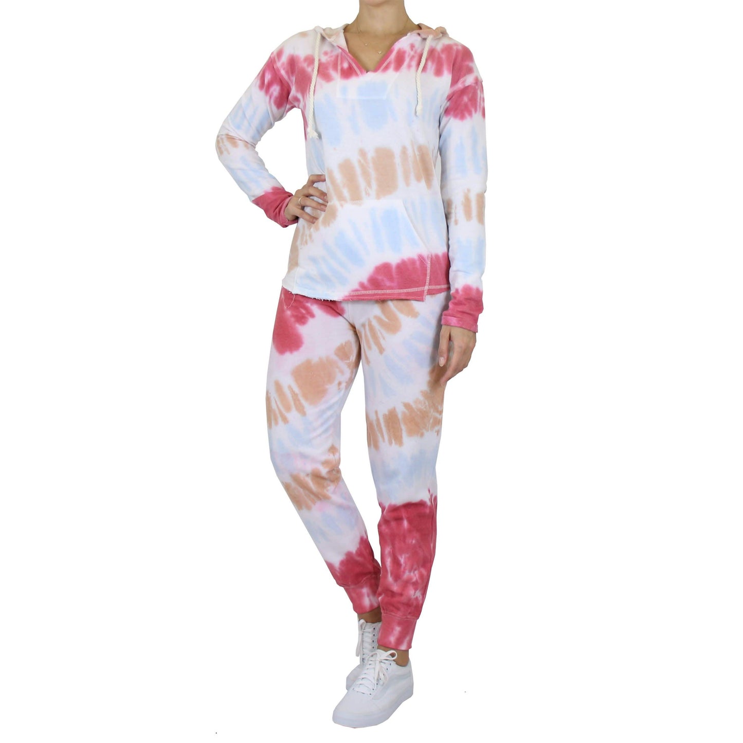 2-teiliges Hoodie- und Jogger-Set aus Burnout-Fleece mit Batikmuster