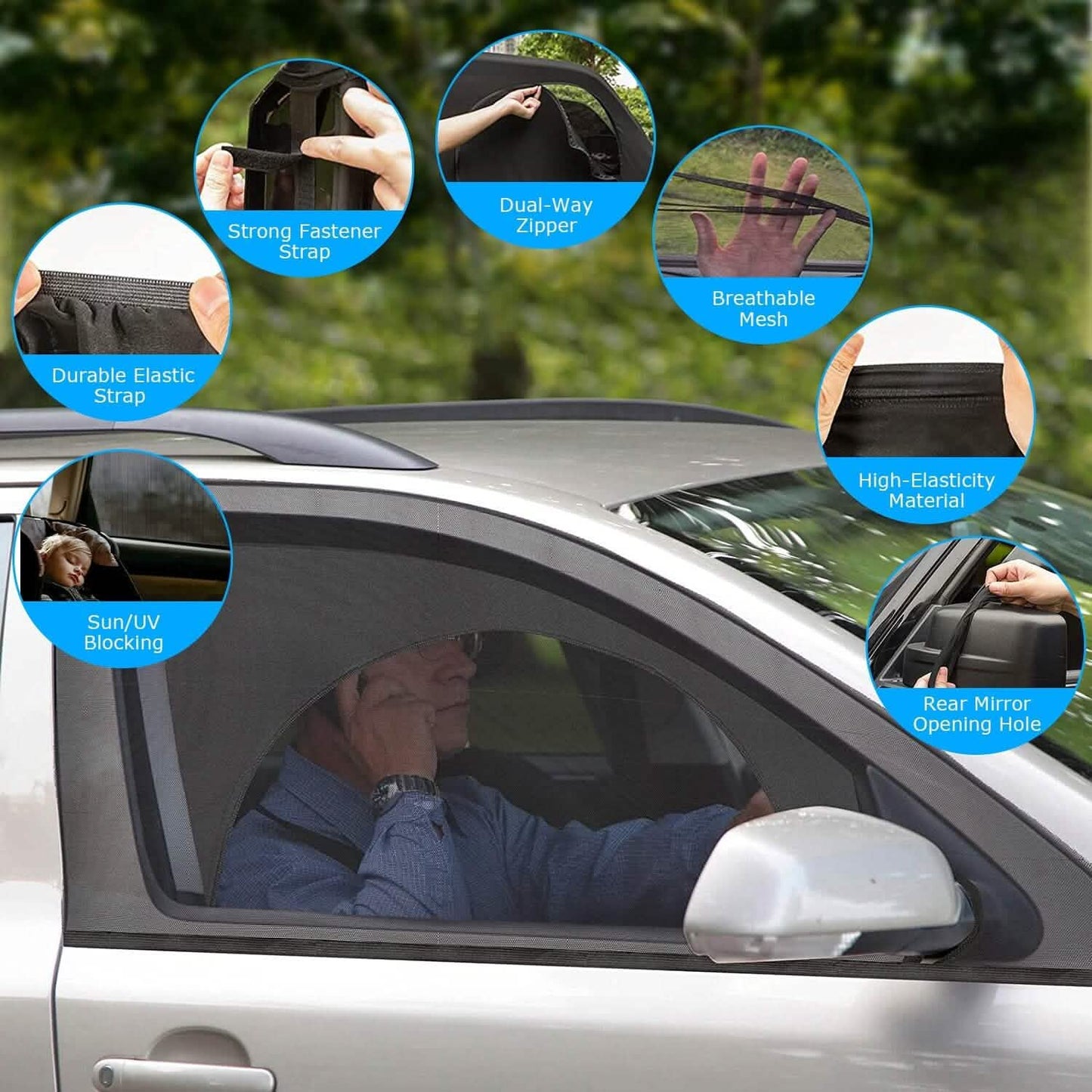 2-teiliges: Seitenfenster Auto Sonnenblende Netz