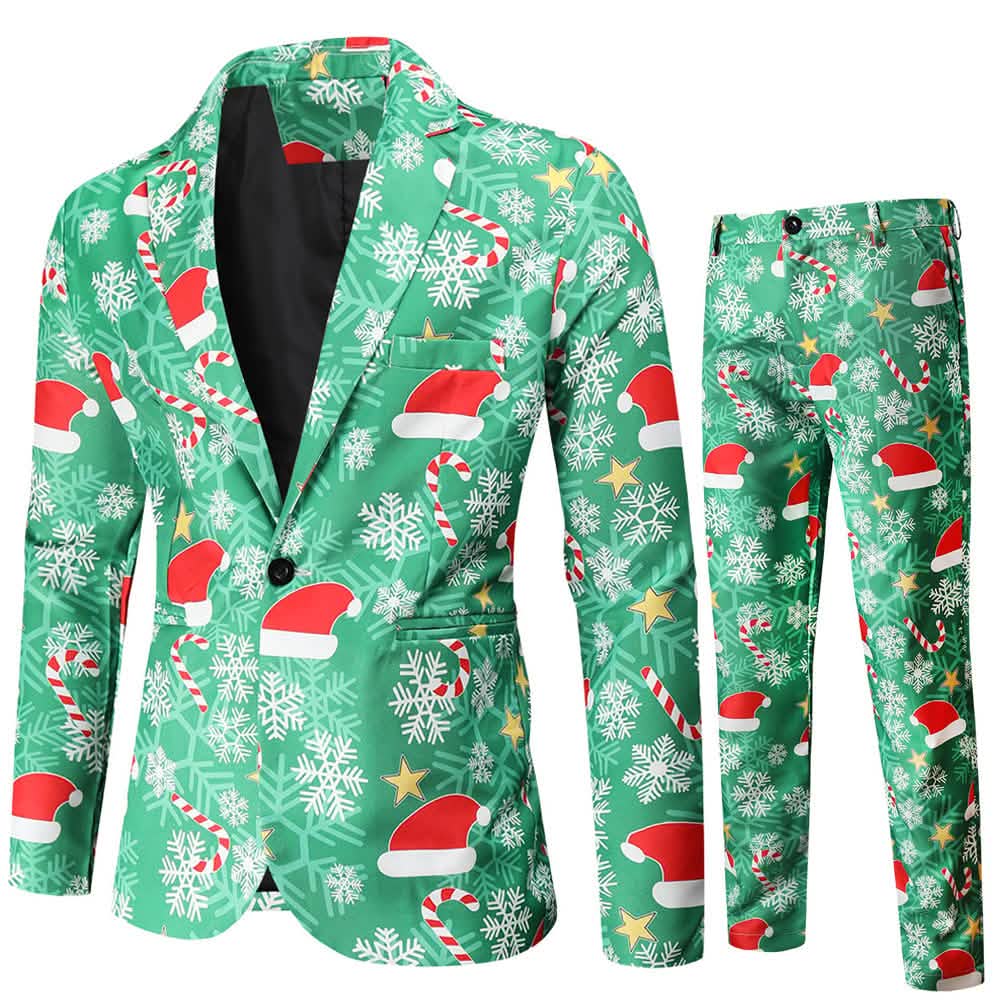 2-teilig: Lustige Ugly Christmas Kostüme für Herren – Kompletter Weihnachtsanzug