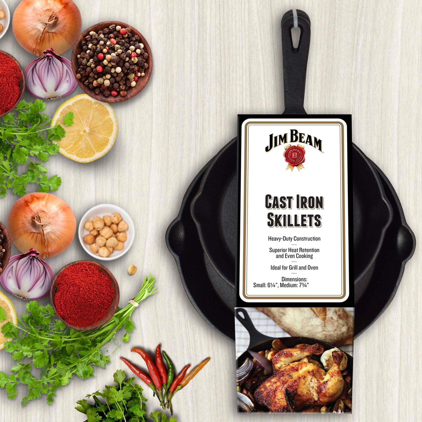 2-teilig: Jim Beam Gusseisenpfannen