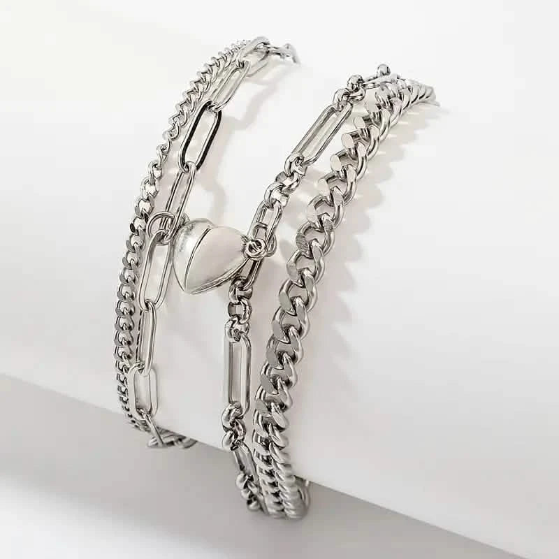 2-teilig: Liebhaber-Armband aus Titanstahl mit Liebesmagnet