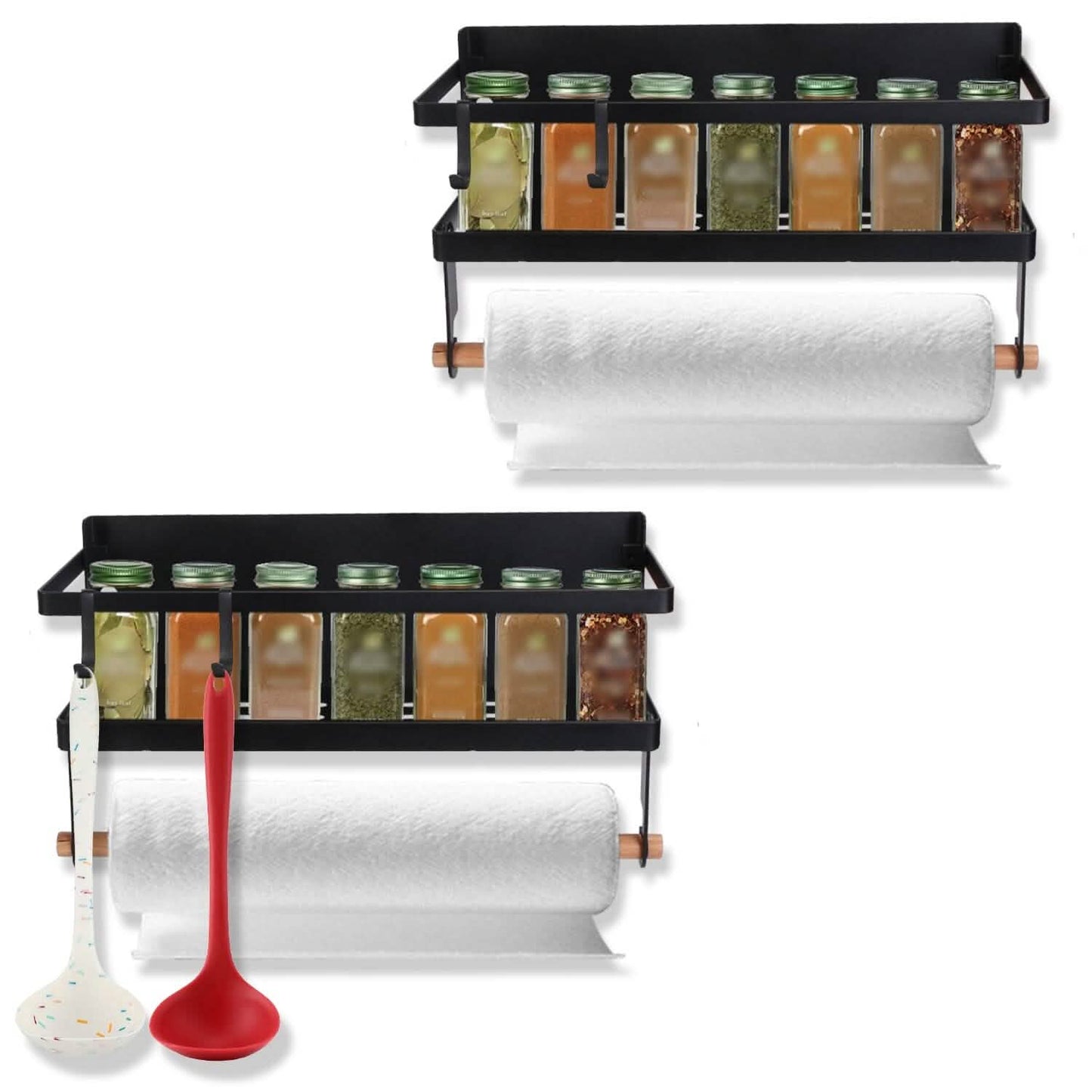 2-teilig: Magnetische Gewürzregale für den Kühlschrank mit Papierrollenhalter