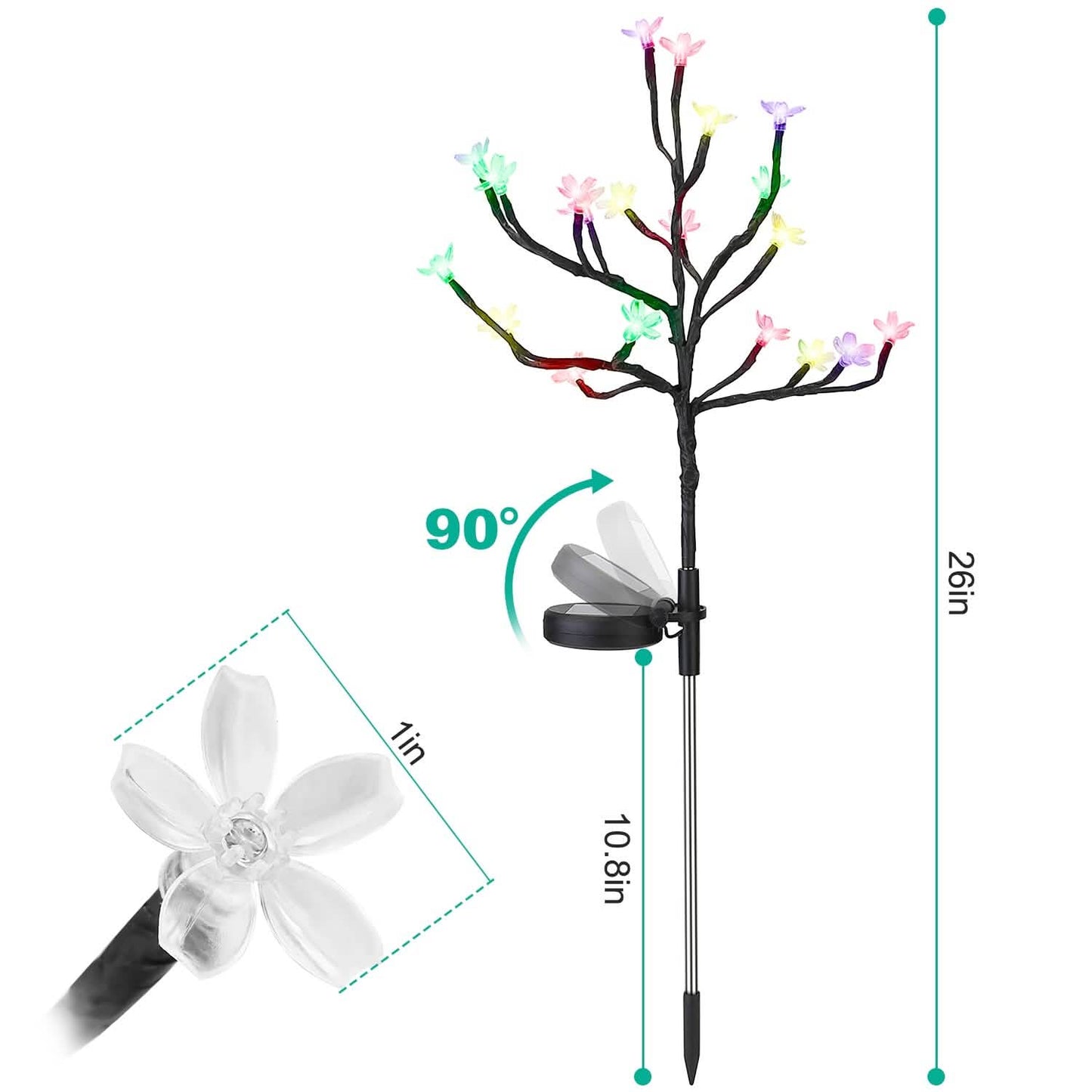 2-teilig: Solarleuchte für den Außenbereich Kirschblüten-Blumen-Landschaftsleuchte