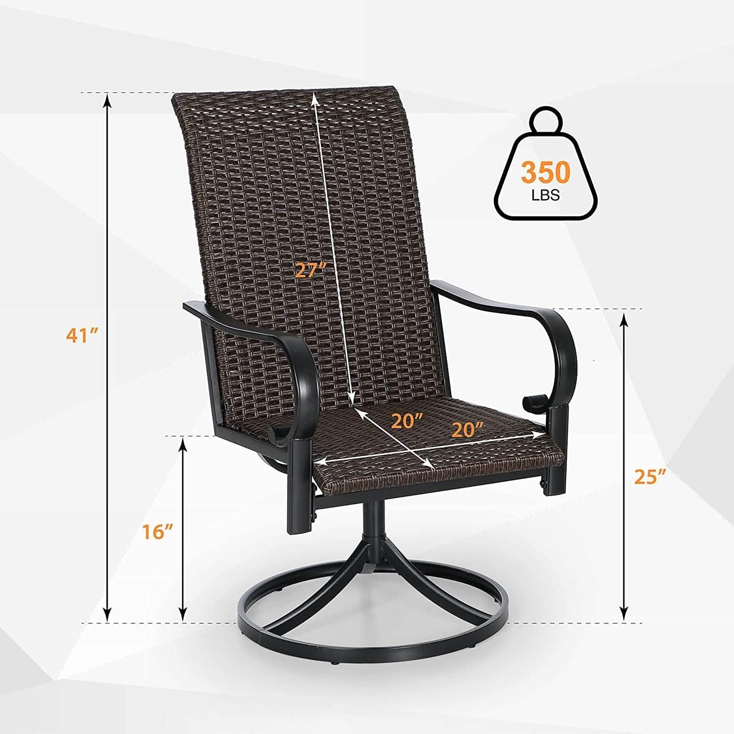2-teiliges: Outdoor-Esstischstuhl-Set aus drehbaren Rattan-Stühlen