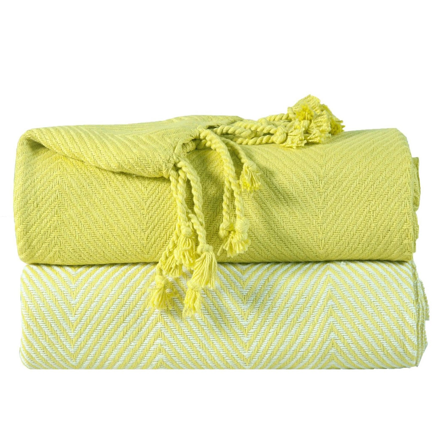 2-teiliges Set: Handgedrehte Decke aus 100 % Baumwolle, 127 x 152 cm